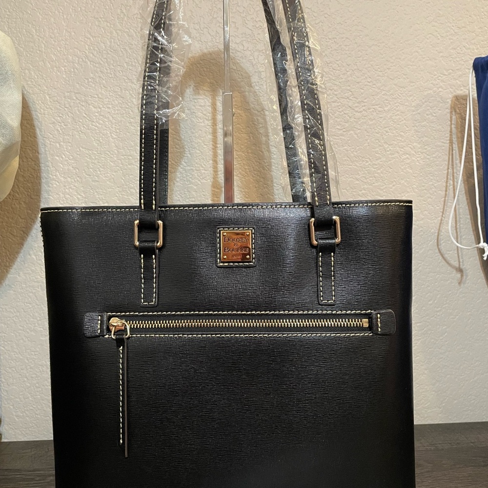Dooney & Bourke Black Tote with Gold Accents